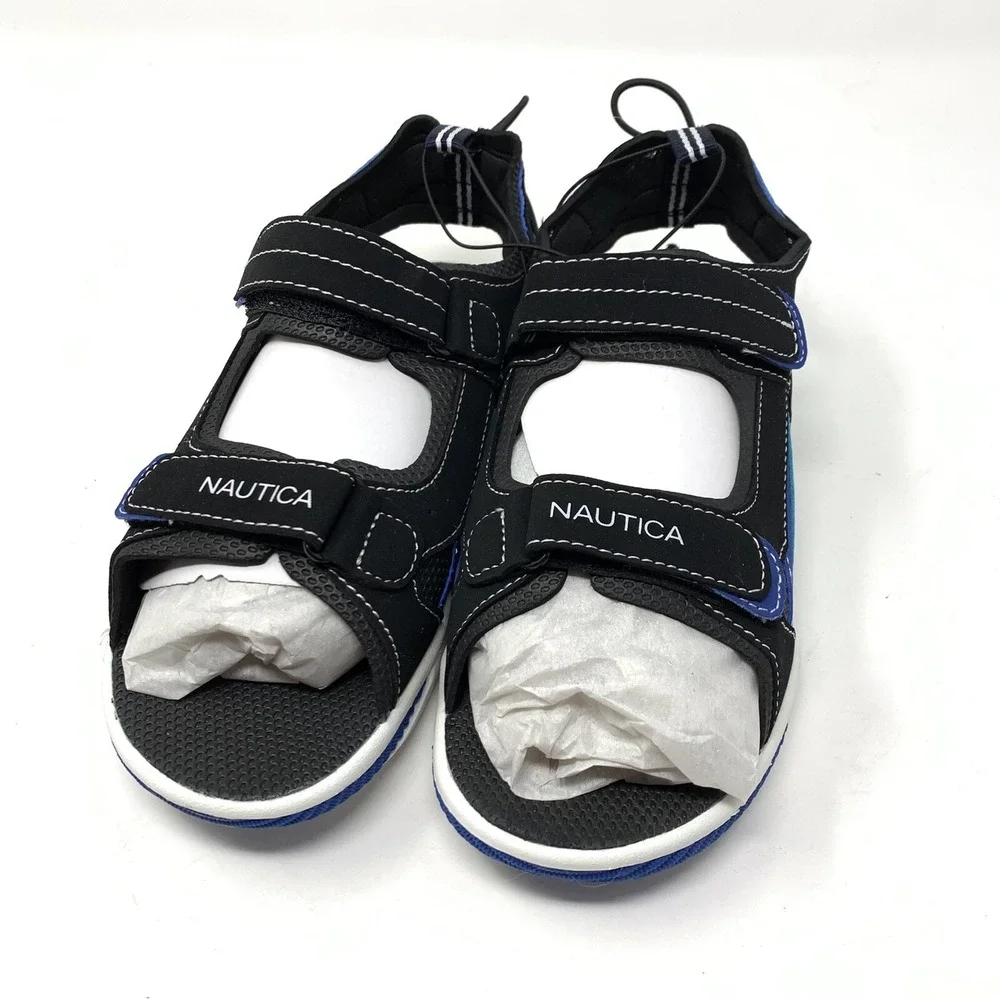 Nautica Kids Sz 4 Sports‎ Sandals Open Toe Athletic Beach Water Helm Black Blue